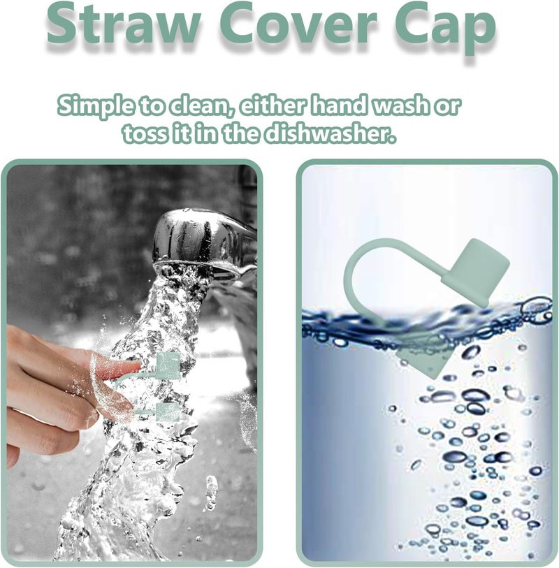 GGDECA 7Pcs Straw Cover Cap for Stanley Cup,Simple 10mm(0.4inch) Silicone Straw Toppers for Stanley 40&30oz Tumbler Accessories-Green - Image 5